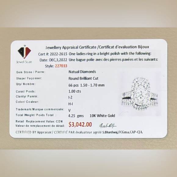 10K White Gold 1 carat Diamond Ring Set - Picture 10 of 10